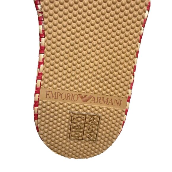 Emporio Armani Women’s EU 37 US 7 Wedge Espadrille Sandals Red Leather Logo NEW - Picture 12 of 12
